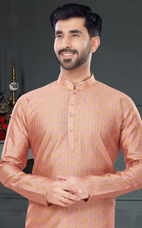 Picture of Sublime Silk Peach Puff Kurta Pajama