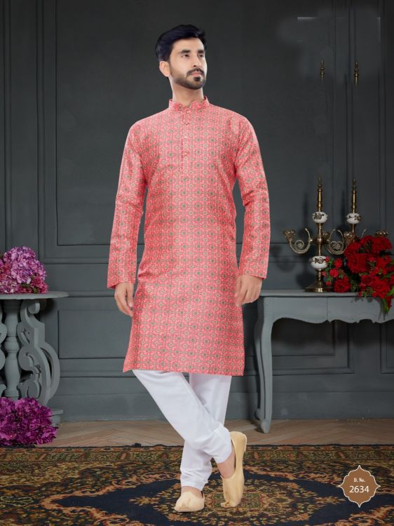 Picture of Enticing Silk Pink Kurta Pajama