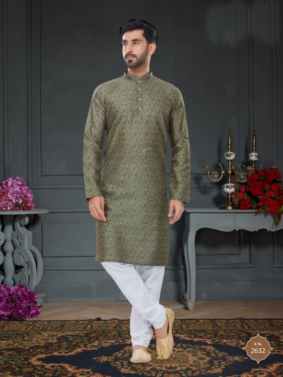 Picture of Sightly Silk Green Kurta Pajama