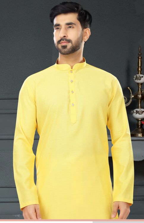 Picture of Stunning Silk Cotton Jacquard Kurta Pajama