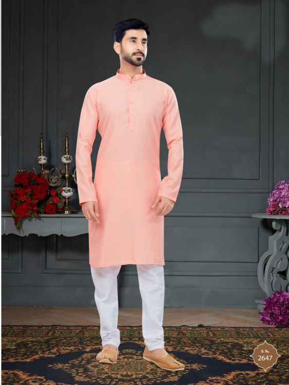 Picture of Pleasing Cotton Jacquard Light Pink Kurta Pajama