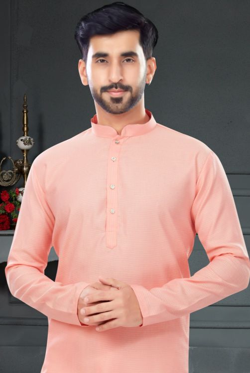 Picture of Pleasing Cotton Jacquard Light Pink Kurta Pajama