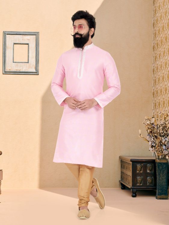 Picture of Delightful Jacuqard Banarasi Dhupion Pink Kurta Pajama