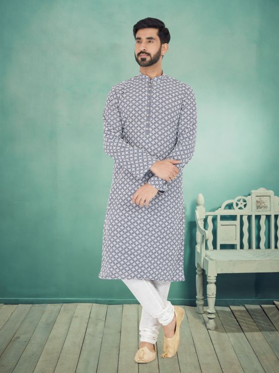 Picture of Pretty Georgette Grey Kurta Pajama