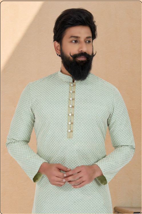 Picture of Pretty Silk Jacquard Kurta Pajama