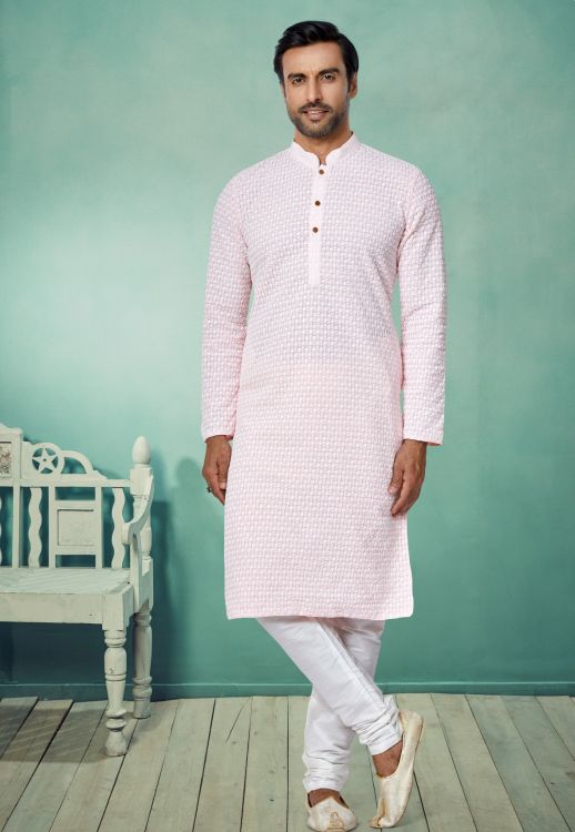 Picture of Superb Georgette Pink Kurta Pajama