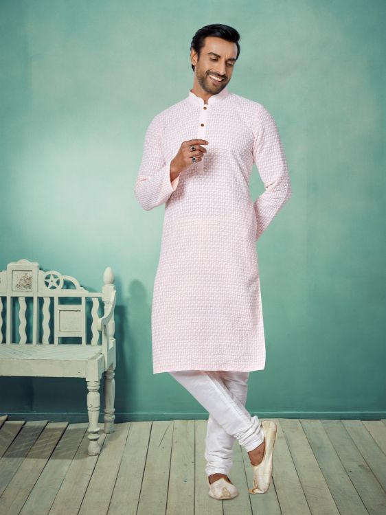 Picture of Superb Georgette Pink Kurta Pajama