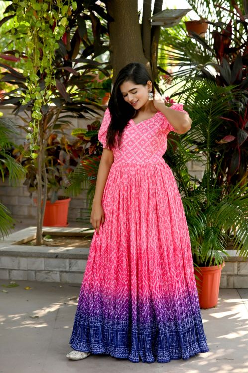 Picture of Enticing Chiffon Pink Readymade Gown