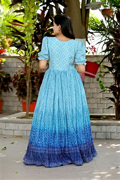 Picture of Grand Chiffon Blue Readymade Gown