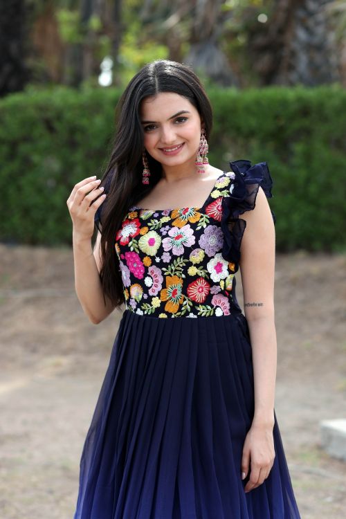 Picture of Wonderful Faux Blooming Blue Readymade Gown