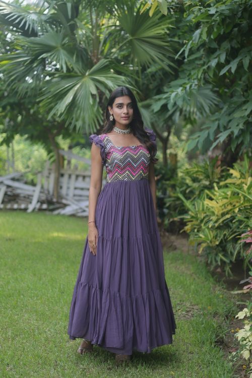 Picture of Gorgeous Georgette Wine Readymade Gown