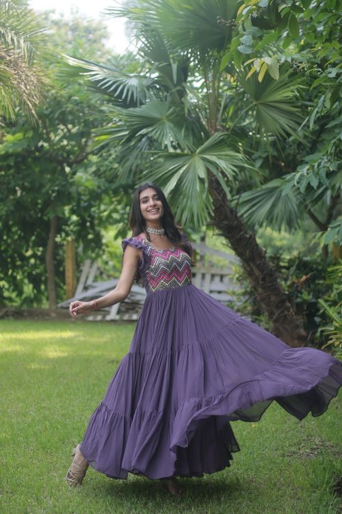 Picture of Gorgeous Georgette Wine Readymade Gown