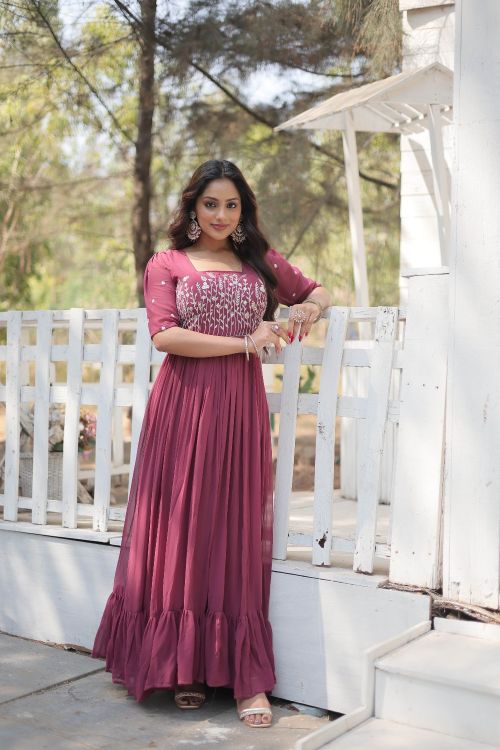 Picture of Fascinating Georgette Mauve Readymade Gown