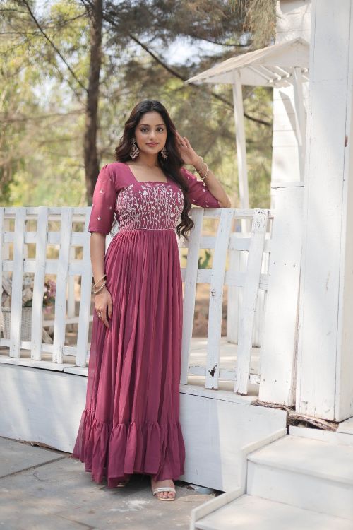 Picture of Fascinating Georgette Mauve Readymade Gown