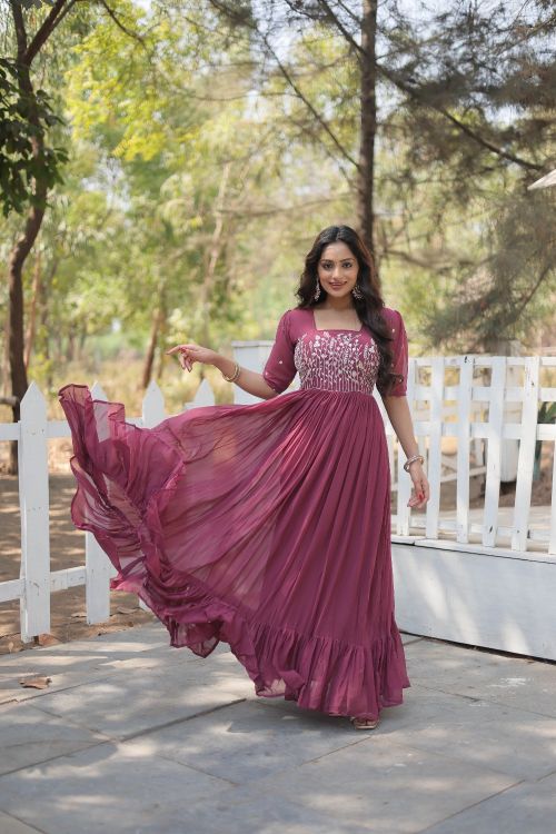 Picture of Fascinating Georgette Mauve Readymade Gown