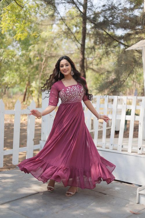 Picture of Fascinating Georgette Mauve Readymade Gown