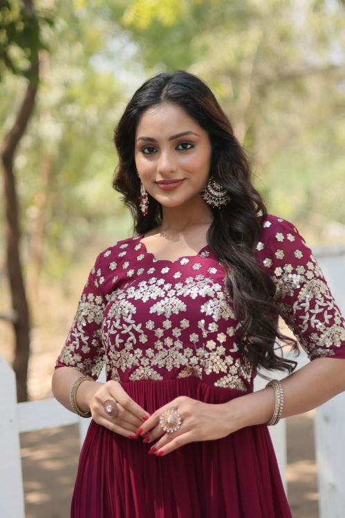 Picture of Nice Faux Blooming Pink Readymade Gown