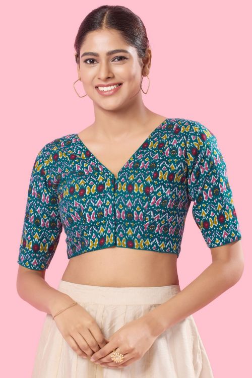 Picture of Sightly Cotton Blue Readymade Blouse