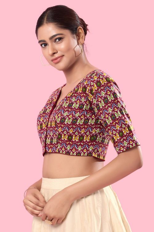 Picture of Beauteous Cotton Maroon Readymade Blouse