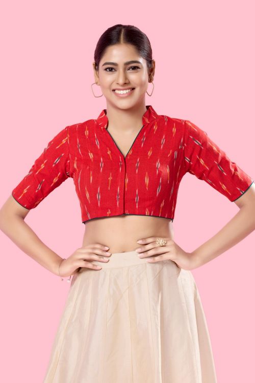 Picture of Fine Cotton Red Readymade Blouse