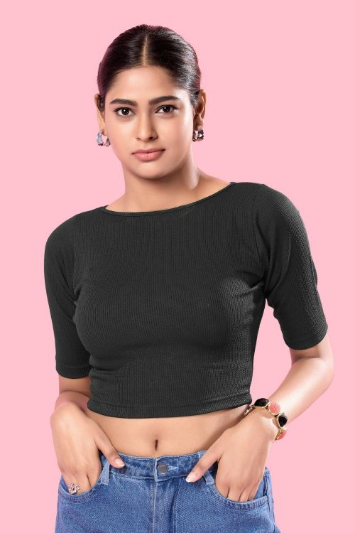 Picture of Taking Cotton Lycra Black Readymade Blouse