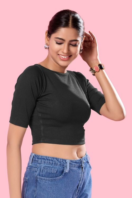 Picture of Taking Cotton Lycra Black Readymade Blouse