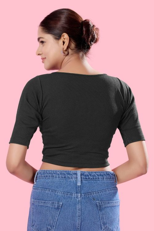 Picture of Taking Cotton Lycra Black Readymade Blouse