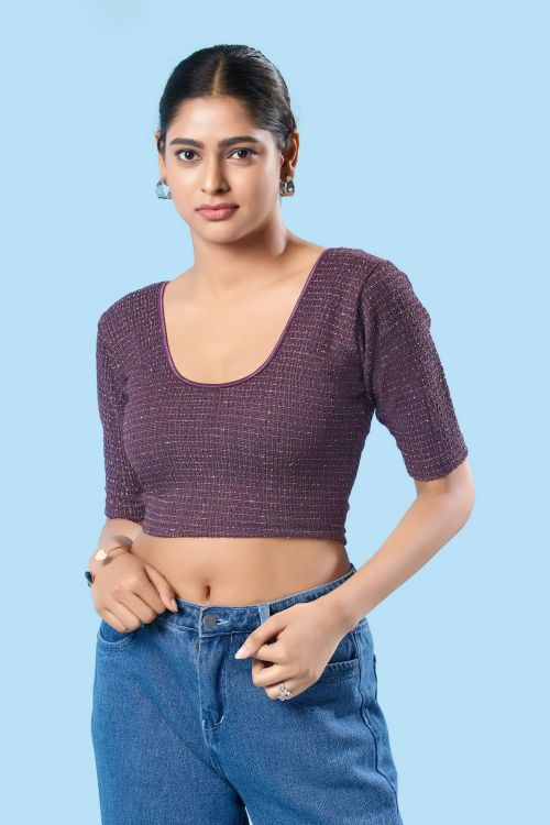 Picture of Marvelous Cotton Lycra Purple Readymade Blouse