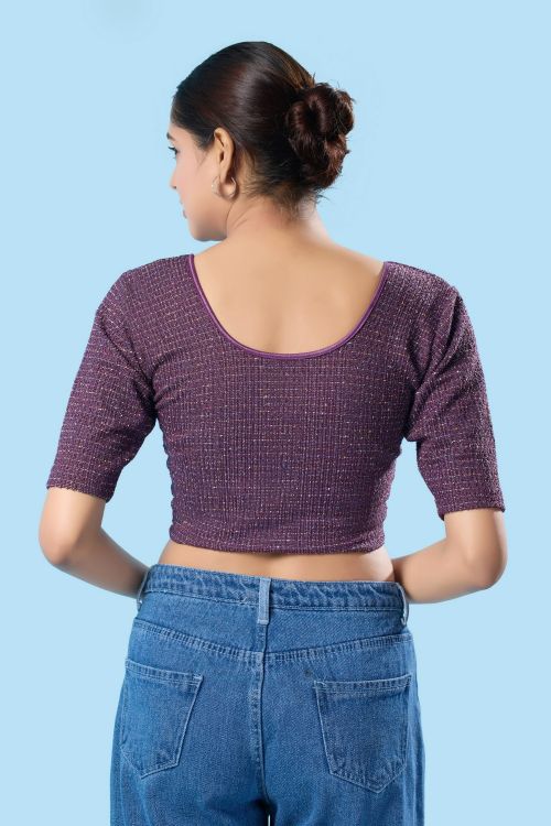 Picture of Marvelous Cotton Lycra Purple Readymade Blouse