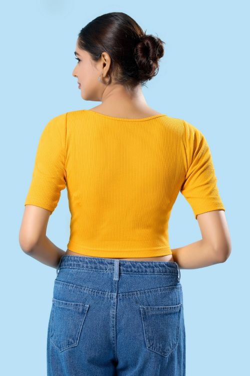 Picture of Sublime Cotton Lycra Yellow Readymade Blouse