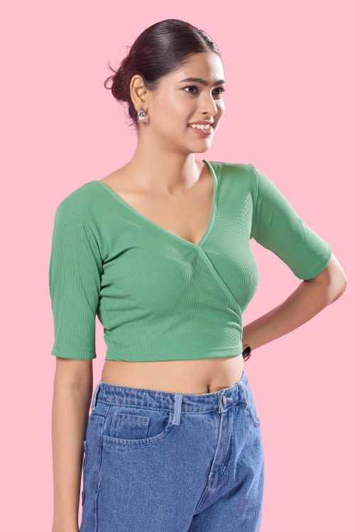 Picture of Exquisite Cotton Lycra Sea Green Readymade Blouse