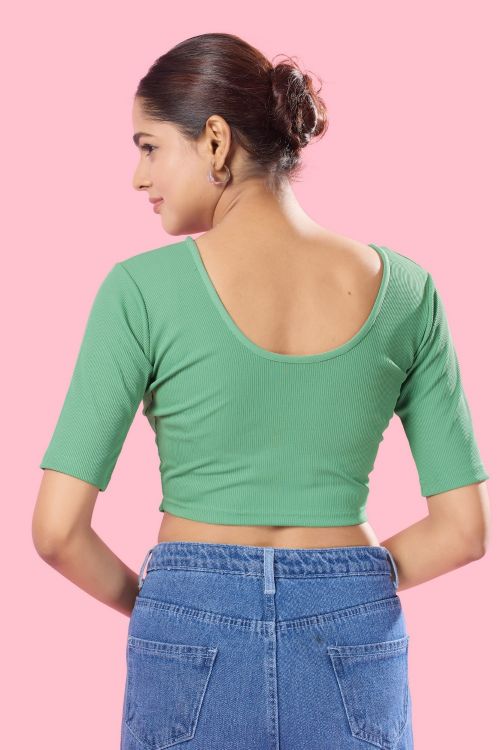 Picture of Exquisite Cotton Lycra Sea Green Readymade Blouse