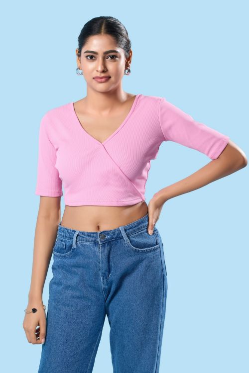 Picture of Ravishing Cotton Lycra Pink Readymade Blouse