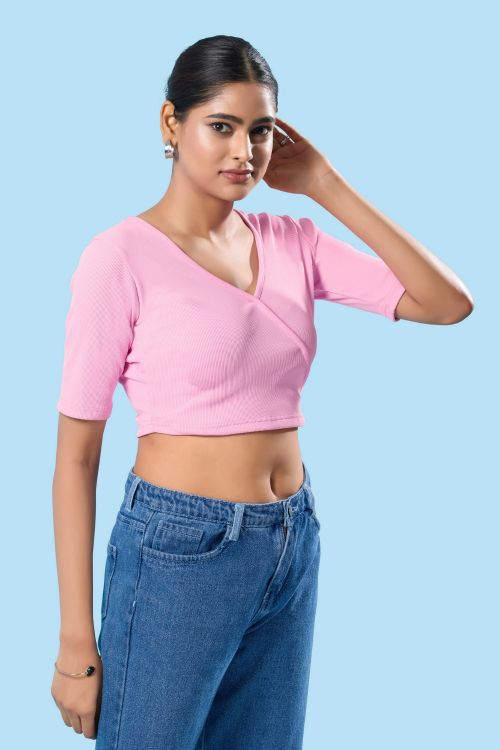 Picture of Ravishing Cotton Lycra Pink Readymade Blouse
