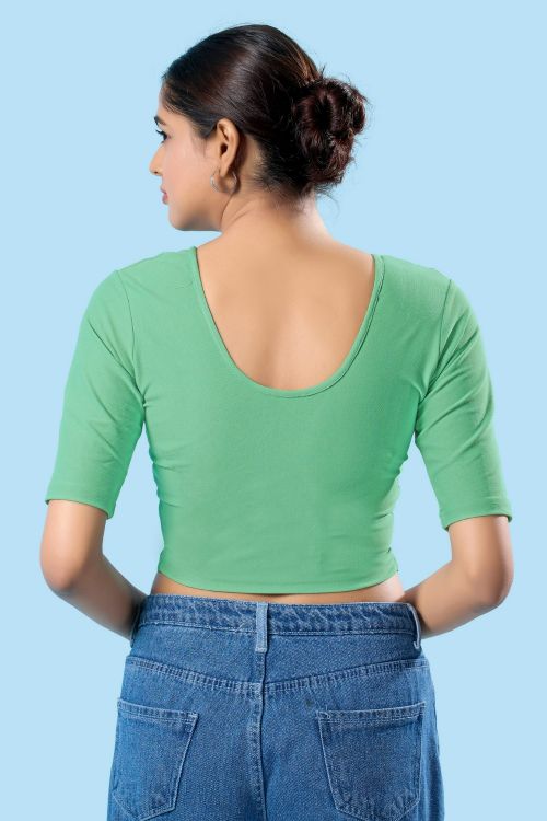Picture of Exquisite Cotton Lycra Sea Green Readymade Blouse