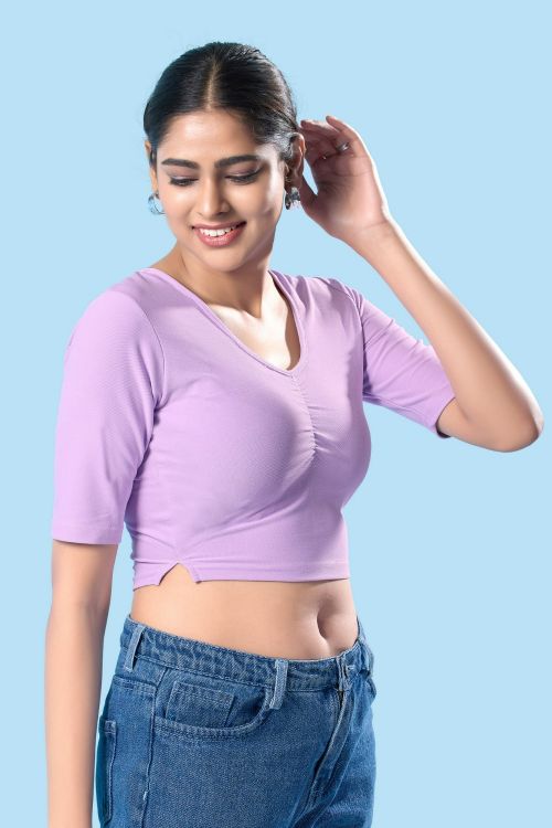 Picture of Beauteous Cotton Lycra Thistle Readymade Blouse