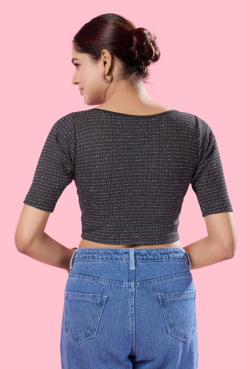 Picture of Amazing Cotton Lycra Black Readymade Blouse