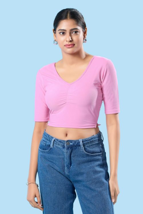 Picture of Bewitching Cotton Lycra Pink Readymade Blouse