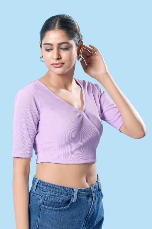 Picture of Pretty Cotton Lycra Thistle Readymade Blouse