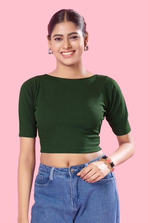 Picture of Stunning Cotton Lycra Green Readymade Blouse