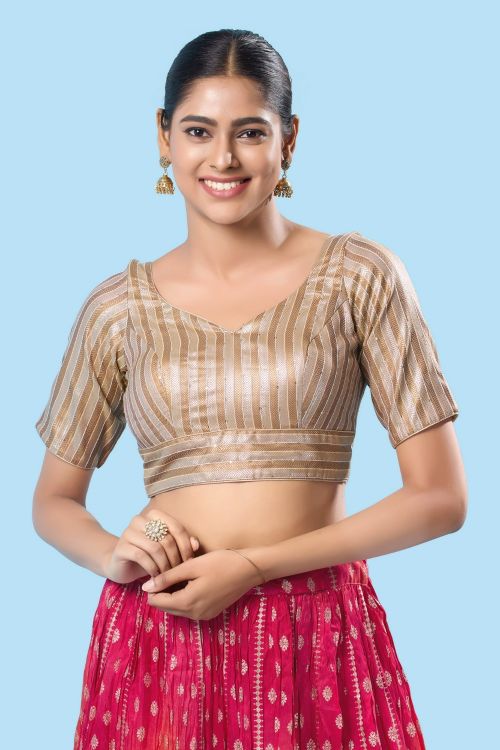 Picture of Radiant Brocade Antic-Gold Readymade Blouse