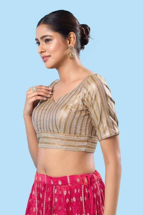 Picture of Radiant Brocade Antic-Gold Readymade Blouse