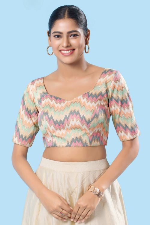 Picture of Well Formed Brocade Gold-Multi Readymade Blouse