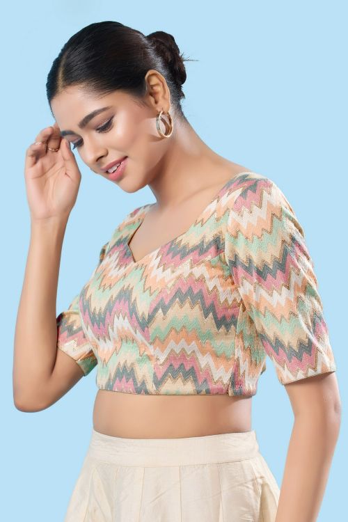 Picture of Well Formed Brocade Gold-Multi Readymade Blouse