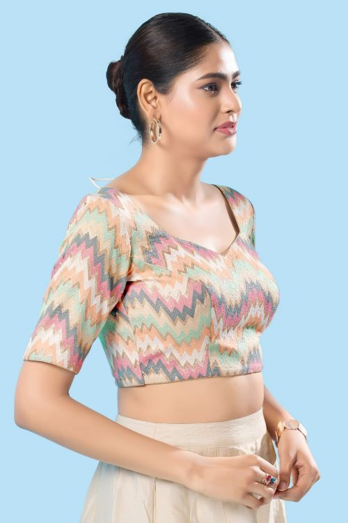 Picture of Well Formed Brocade Gold-Multi Readymade Blouse