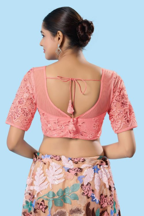 Picture of Gorgeous Net Pink Readymade Blouse