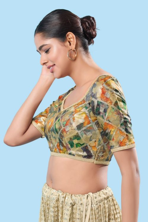 Picture of Well Formed Brocade Gold-Multi Readymade Blouse
