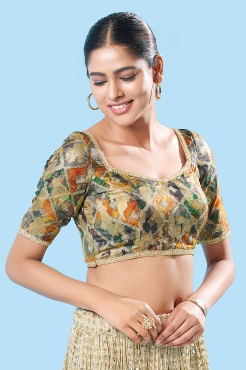 Picture of Well Formed Brocade Gold-Multi Readymade Blouse