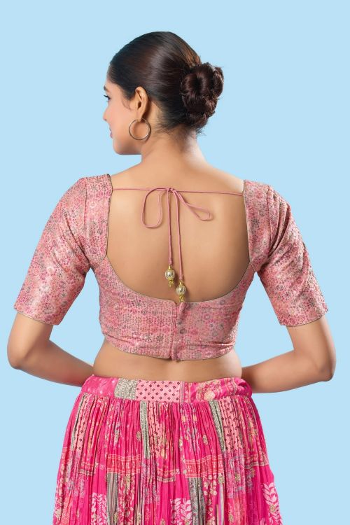 Picture of Delightful Brocade Light Pink Readymade Blouse