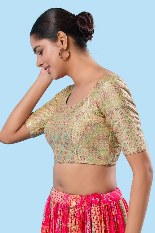 Picture of Pleasing Brocade Light Green Readymade Blouse